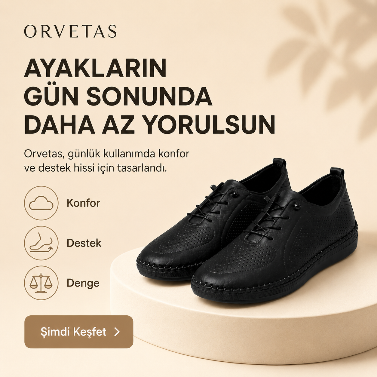 Orvetas ortopedik deri kadın ayakkabı