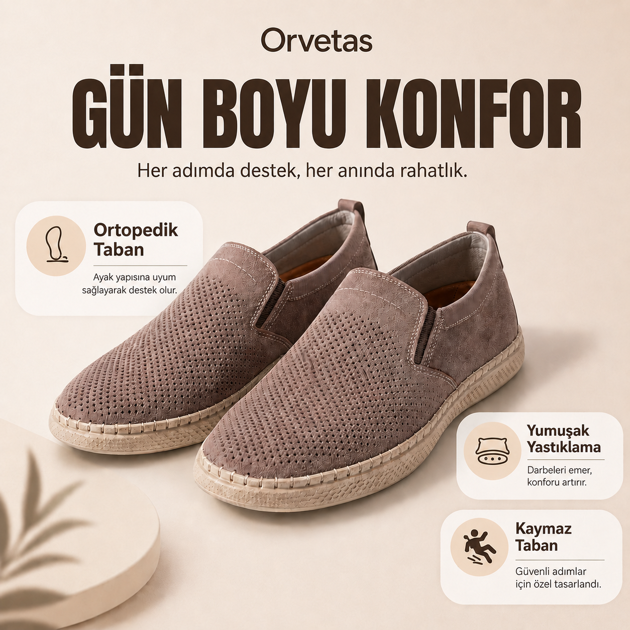 Orvetas ortopedik erkek deri ayakkabı