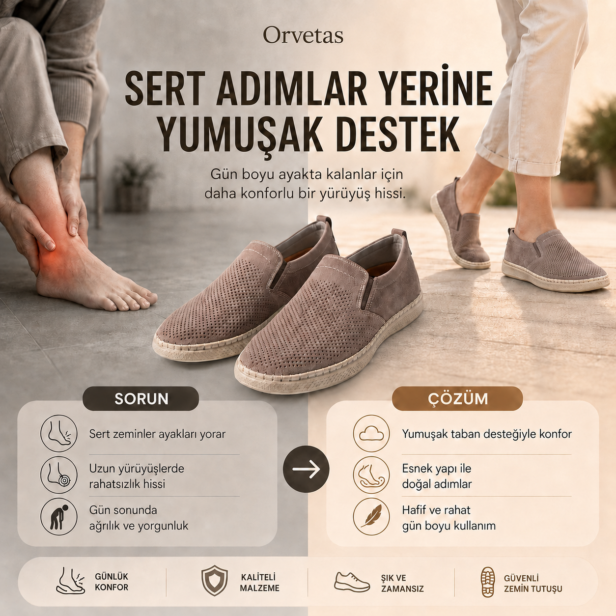 Orvetas ortopedik erkek deri ayakkabı