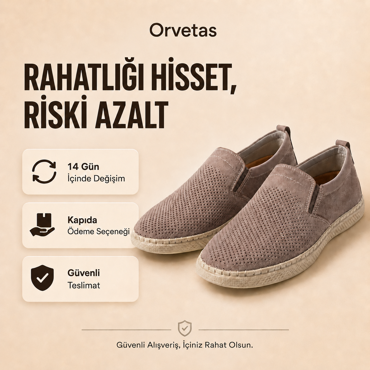 Orvetas ortopedik erkek deri ayakkabı