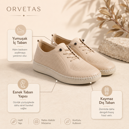Orvetas ortopedik deri kadın ayakkabı
