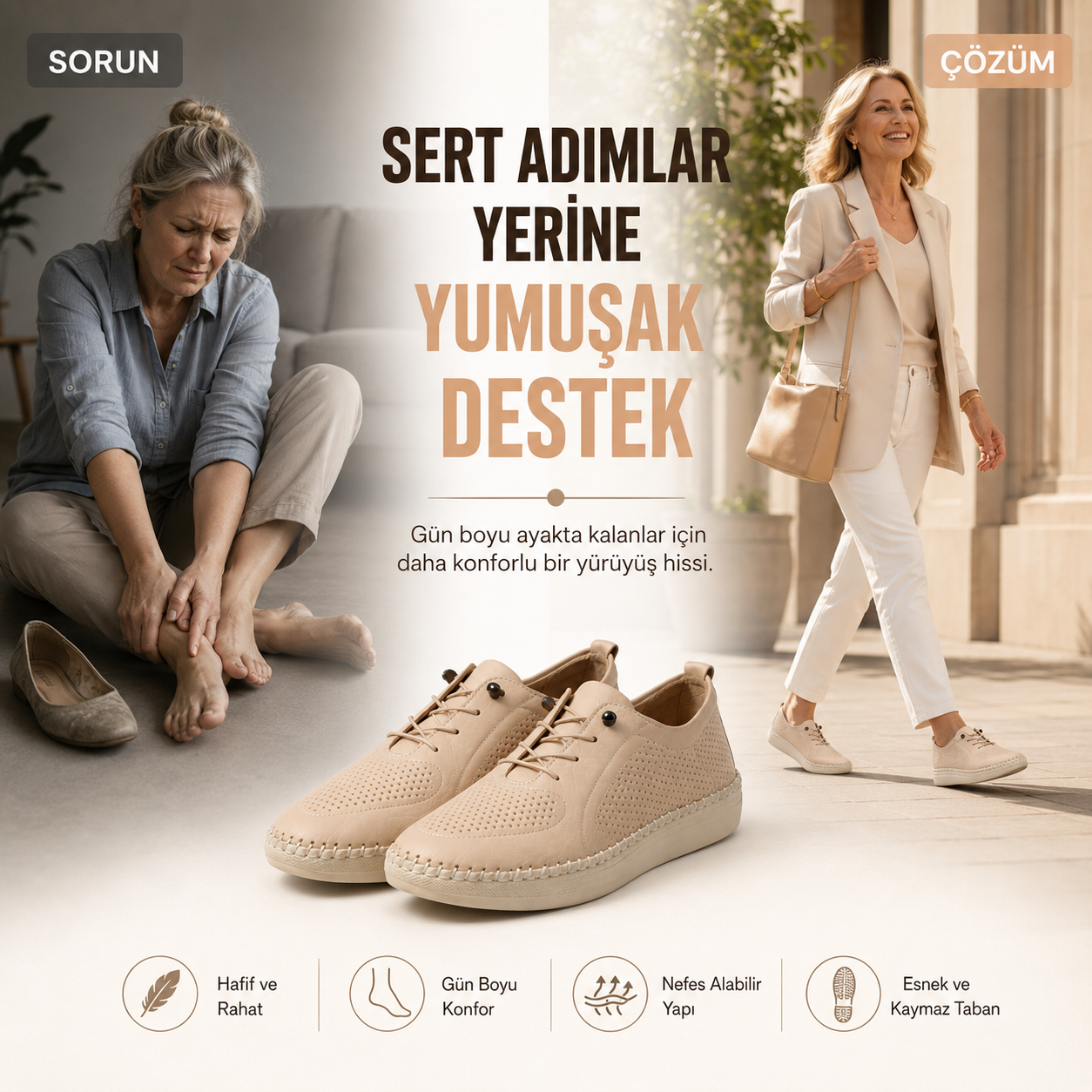 Orvetas ortopedik deri kadın ayakkabı